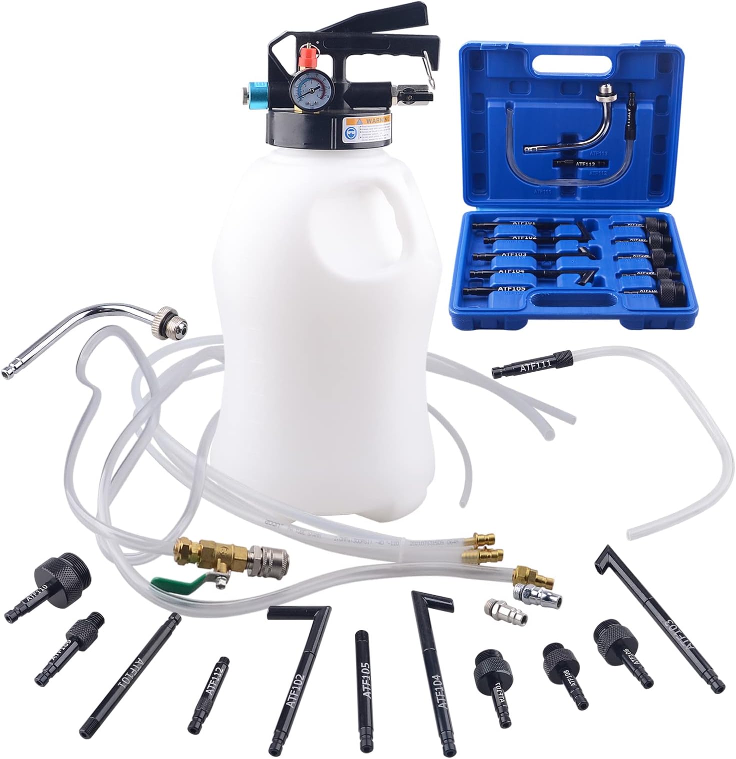 DAYUAN 10L Pneumatic Transmission Fluid Transfer Pump, Gearbox Oil Filling Pump ATF Filler System with 14pcs Filler Adapters