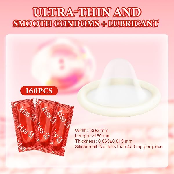 160 Unidades Preservativos, Condones Thin Extra Feel, Sensación Natural, Hechos de Látex, 53 mm, Preservativo para Hombre, para Una Sensación Intensa Durante El Acto Sexual - 2