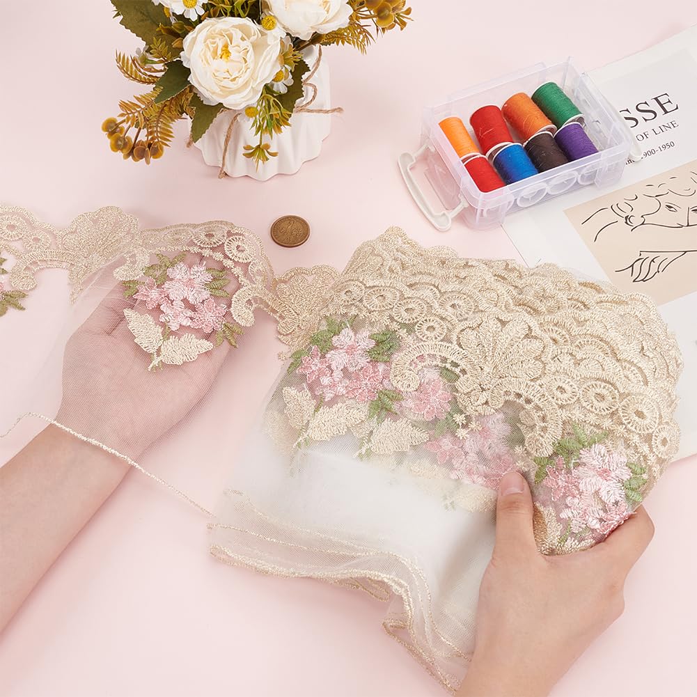 FINGERINSPIRE 7.5 Yard Embroidery Lace Trim - 4.3 Inch Wide White Floral Eyelet Lace For Wedding Dresses & Crafts