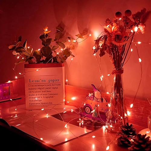 Miniatura 6 de chzk Paquete de 12 luces de hadas de 7 pies, 20 luces LED parpadeantes, funciona con pilas, luces impermeables de luciérnaga estrellada, luces de