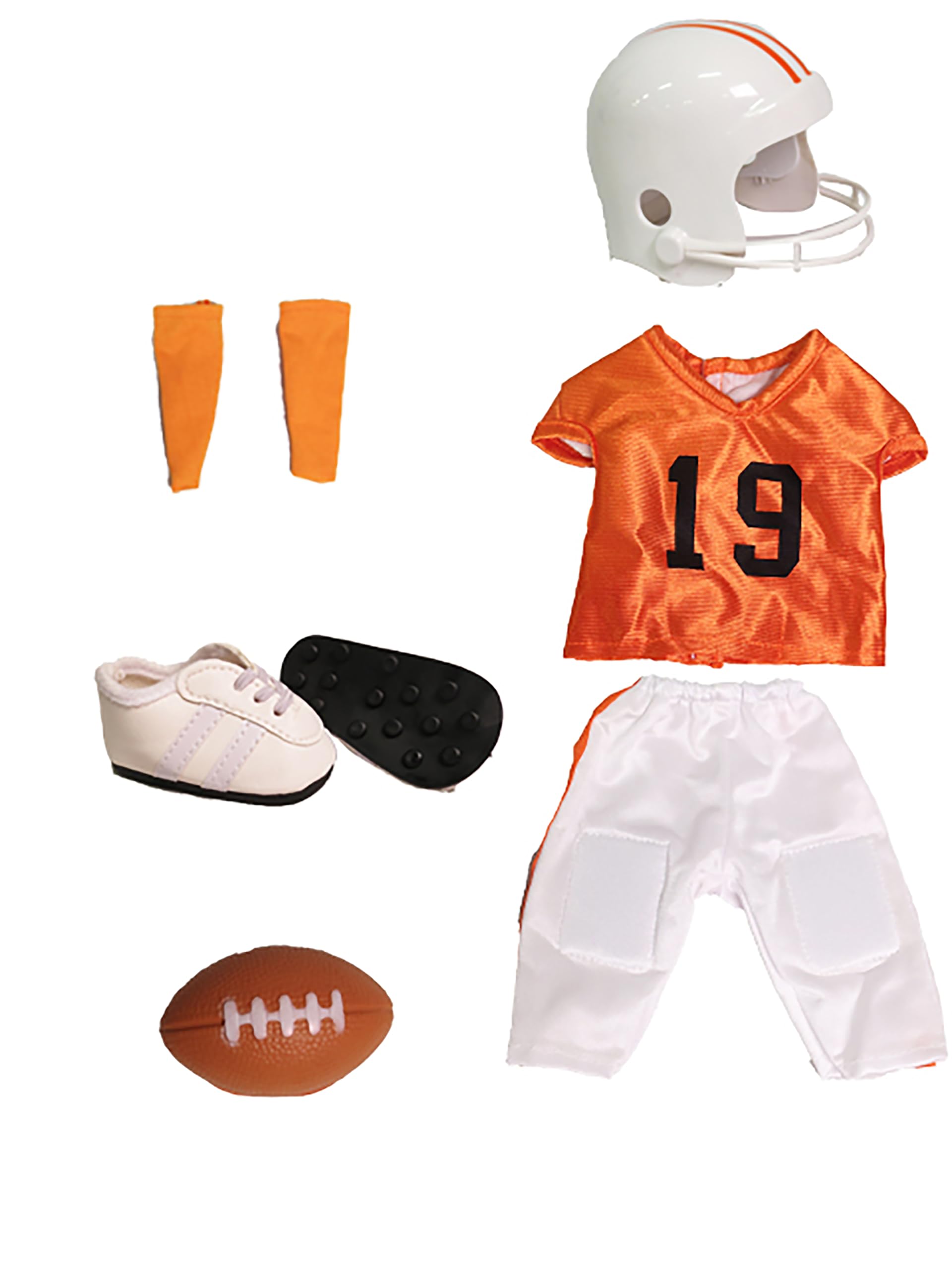 Orange and Black Football Uniform 6pc for 18-Inch Dolls | Premium Quality & Trendy Design