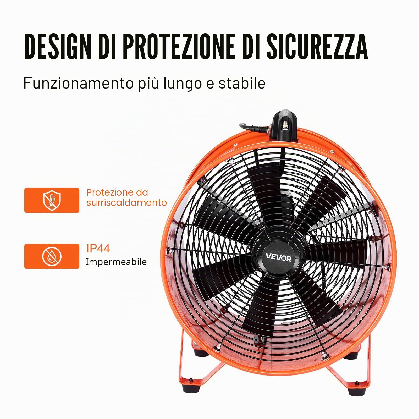 VEVOR Ventilatore Portatile, 900W Aspiratore Estrattore d'Aria Condotto Industriale 2850 RPM, Tubo Flessibile 10m Volume d'Aria 5175 CFM (8792 m3/h) 2 Marce per Aspirare Polvere Fumo Rumore 79dB IP44