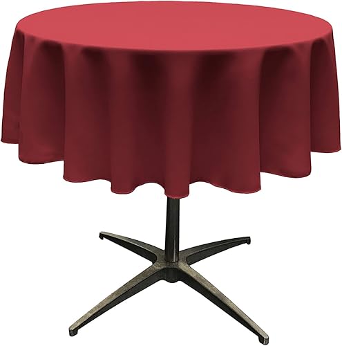 LA Linen - Mantel redondo de popelina de poliéster de 51 pulgadas. Hecho en EE. UU.