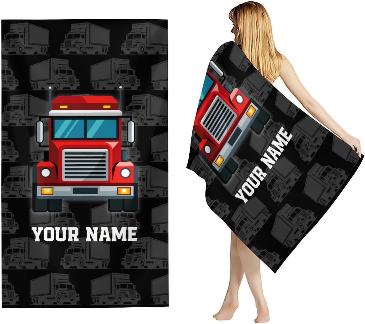 Personalized Beach Towels with Name - Lightweight Quick Dry - 40x70 Inch Racing Car Beach Towel for Holiday, Pools, Travel