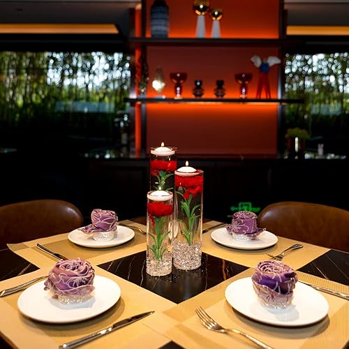 Miniatura 4 de Rellenos de florero de rosas artificiales con velas flotantes cuentas de agua transparentes y hielo falso para centro de mesa boda fiesta hogar bar
