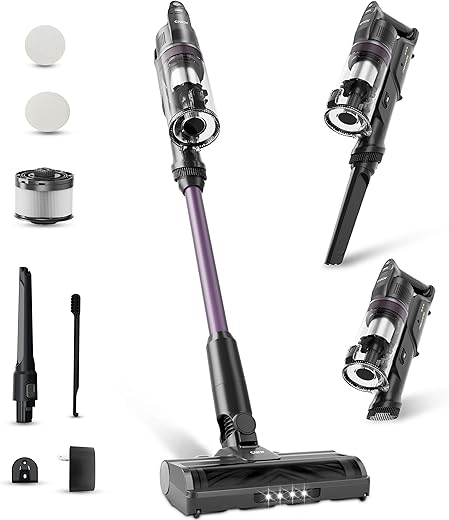 Candy Cordless Vacuum Cleaner,45Mins Vacuum Cleaners for Home,Stick Vacuum,Strong Suction,Removeable Battery,Anti-Tangle,One Click Clean,Lightweight Handheld for Hardwood Floor Carpet Pet Hair Car