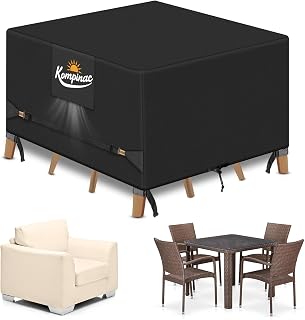 Housse Salon de Jardin Exterieur 900D Tissu Oxford 135*135*74CM Imperméable Housse de Table Jardin Housses pour Mobilier de Jardin Bâche de Protection pour Table Chaise et Canapé Résistance au Vent