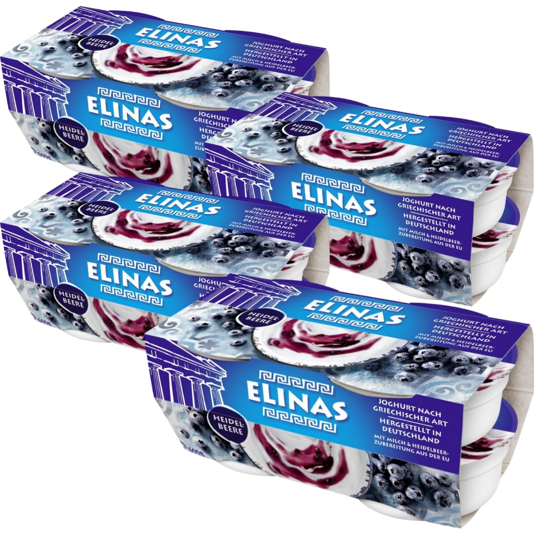 Elinas Joghurt nach griechischer Art Heidelbeere 600 Gramm, 4 Er