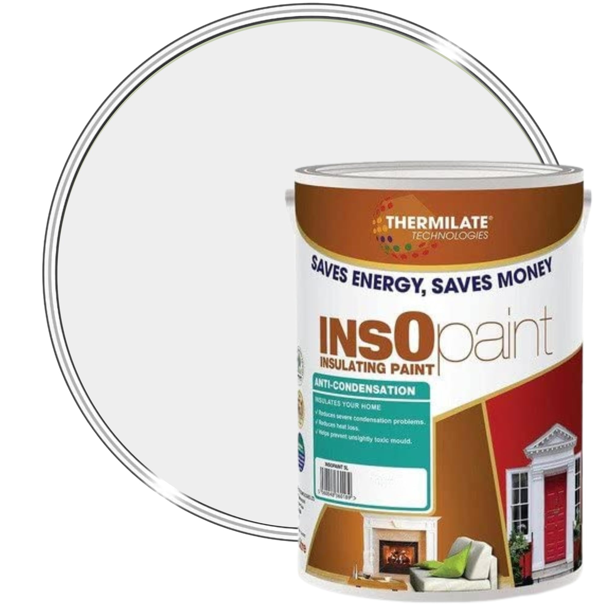 InsOpaint Insulating Anti Condensation Paint - Superior Protection Against Mould & Moisture | Energy Saving Thermal Paint for Walls & Ceilings | Damp Proof Paint - Rock Salt - 5L