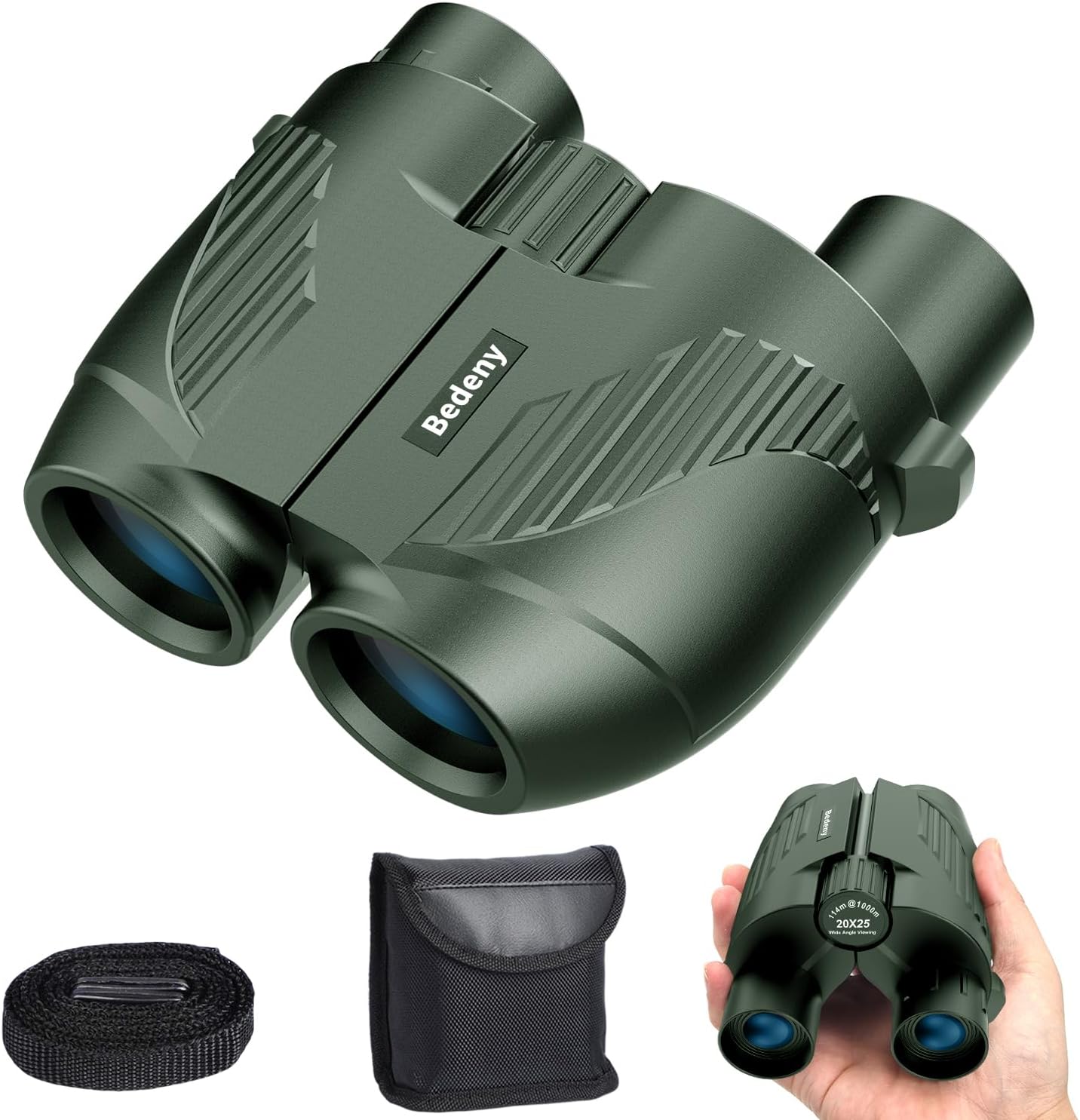 Binoculars 20x25 for Adults and Kids, High Power Easy Focus With Low Light Vision, Compact for Bird Watching and Travel, Green
