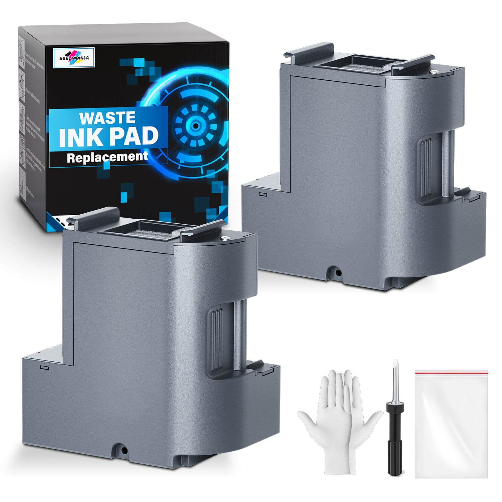 Photo 1 of SUBLIMAKER Waste Ink Pad Replacement with Reset Software for Ecotank ET-2850 ET-2760 ET-2750 ET-2700 ET2850 ET2760 ET2750 ET2700 2850 2760 2750 Printer, Maintenance Box with Reset Software (2 Packs)