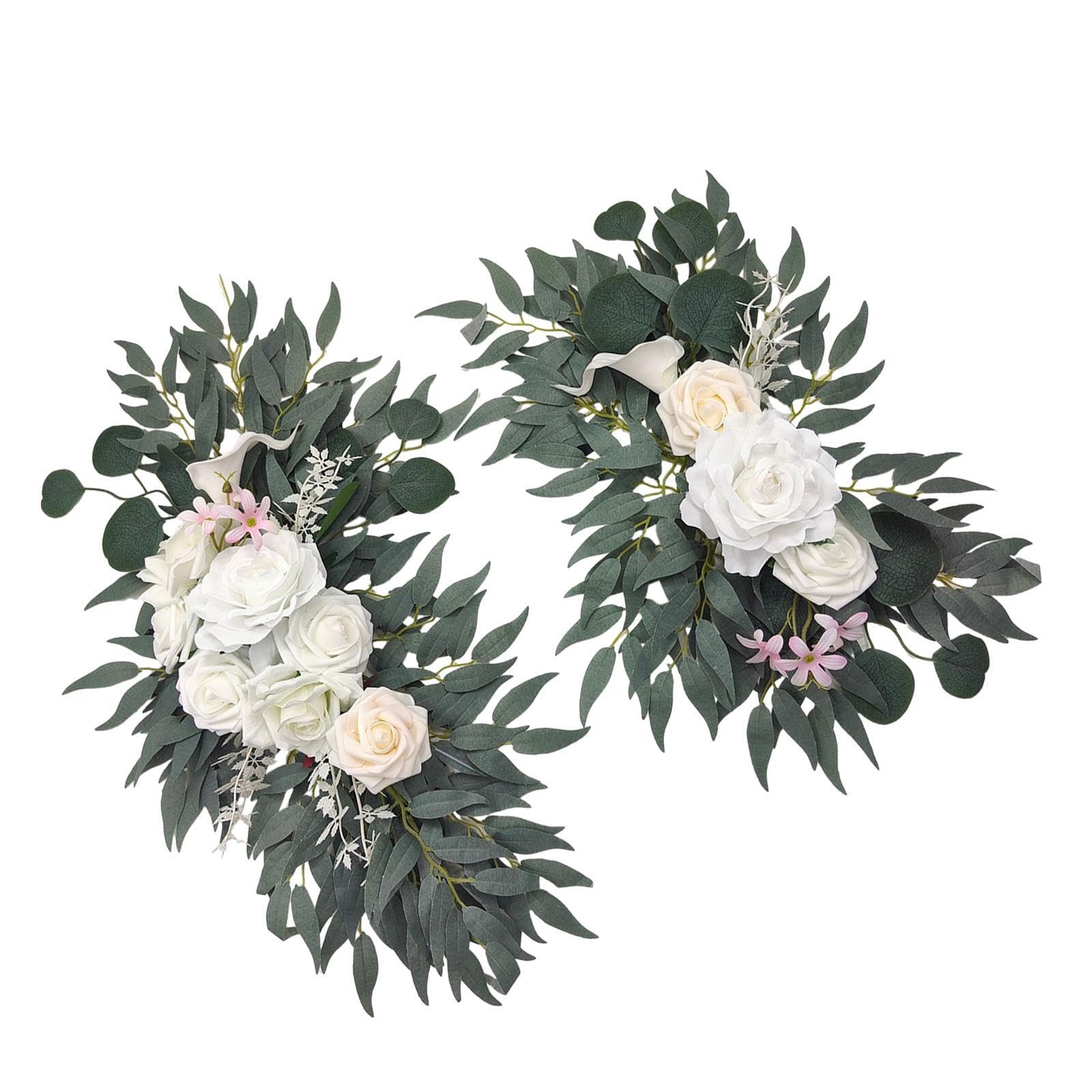 TWISAXC Artificial Centerpiece Silk Flowers Wedding Arch Decorations Offering Unique Floral Arrangements Decorated Green Leaves Flower Swag Arch Decor Outdoor Rose Arrangements