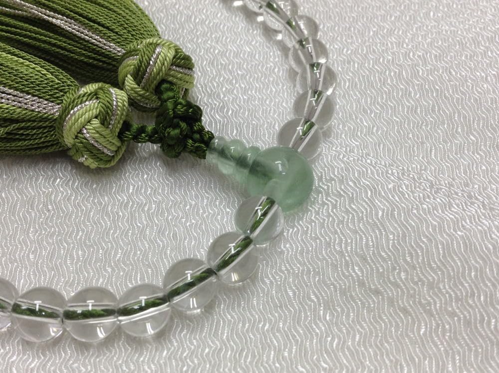 女性用 水晶 緑蛍 銀花かがり房仕立て