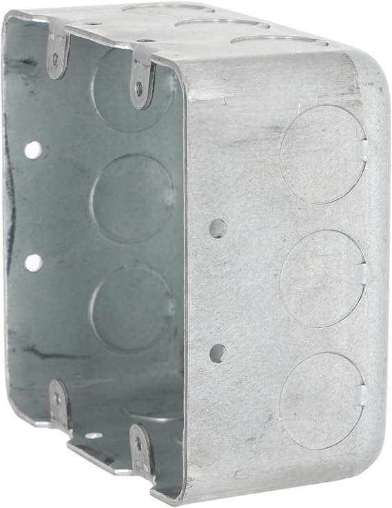 RACO 680 2-Device, 2-1/8-Inch Deep, 1/2-Inch Side Knockouts 4-Inch Square Switch Box, Drawn