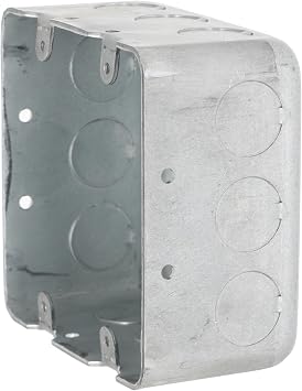 RACO 680 2-Device, 2-1/8-Inch Deep, 1/2-Inch Side Knockouts 4-Inch Square Switch Box, Drawn