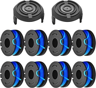 String Trimmer Spool Fit for Harbor Freight Bauer 19115C-B 20V, 0.065" 10FT String Trimmer Replacement Spool Line 8 Spools+2 Cap