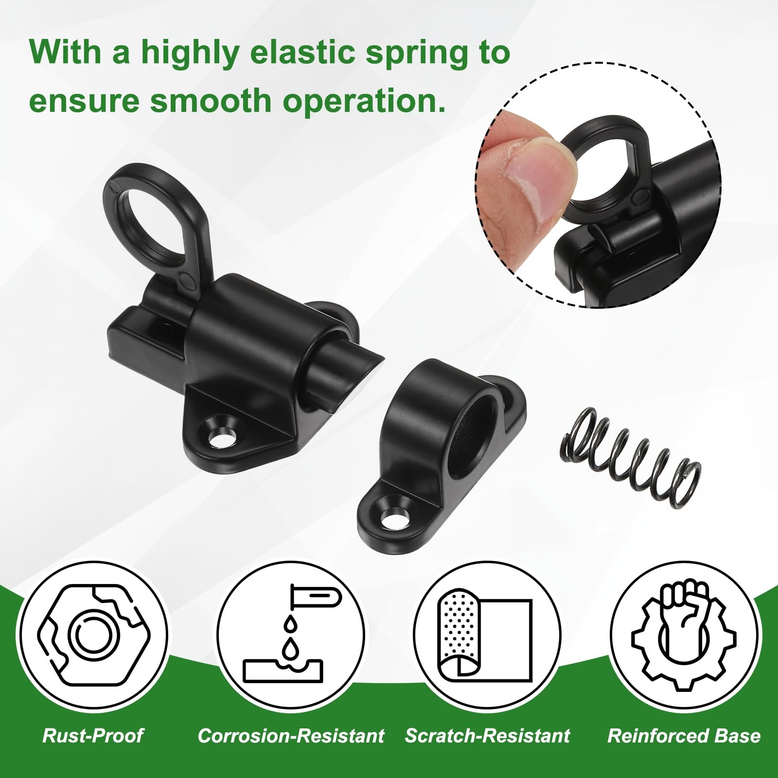 M METERXITY 2-Pack Self-Closing Latches, Aluminum Alloy Resilient Bolt Latch with Screws for Cabinet Door/Window/Gate - Image 2