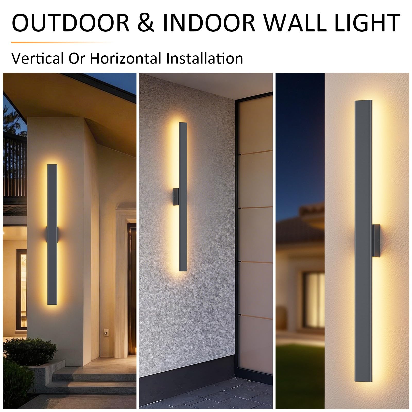 Klighten Aplique Pared Exterior, 100CM Lámpara de Pared LED Impermeable IP65 Luz de Aluminio Iluminación 3000K/4000K/6000K Ideal para jardines, Garajes, Portales (Antracita) | 3000K/4000K/6000K Lámpara de exterior, IP65 impermeable, lámpara de pared exter