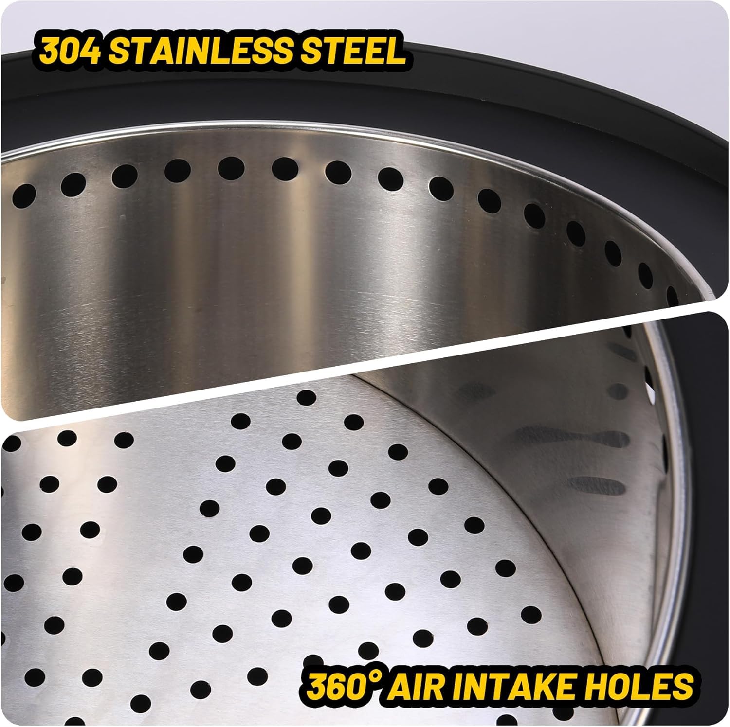 Brasero portátil de Exterior sin Humo de 66 cm (26 Pulgadas) con Interruptor de Aire y cenicero extraíble. Incluye atizador, Bolsa de Transporte y es Ideal para barbacoas, fogatas y acampadas.
