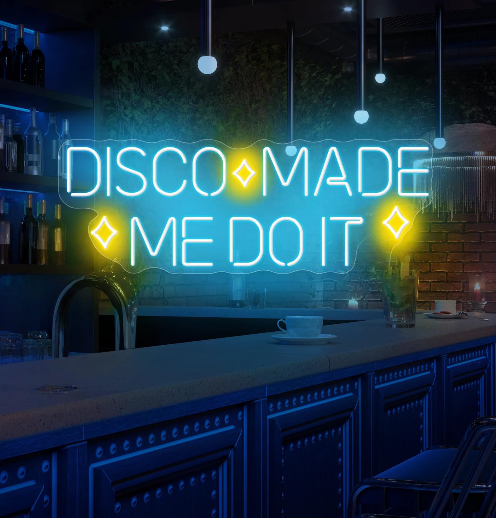 Disco Made Me Do iT neonowy znak dekoracje imprezowe tematyczne dekoracje pokoju znaki na ścianę