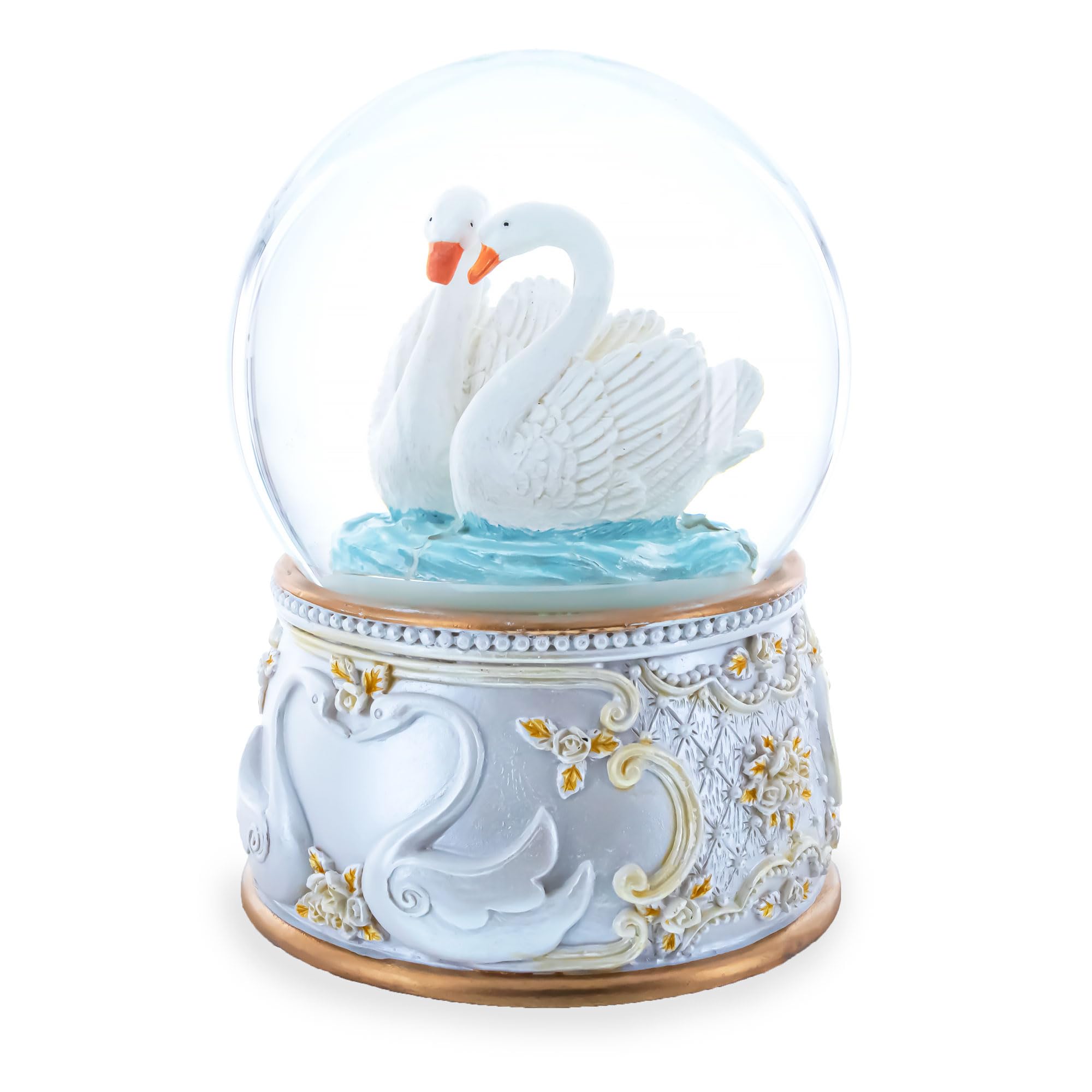 Cisnes Encantados en Movimiento: Globo de Nieve Musical de Agua Giratorio