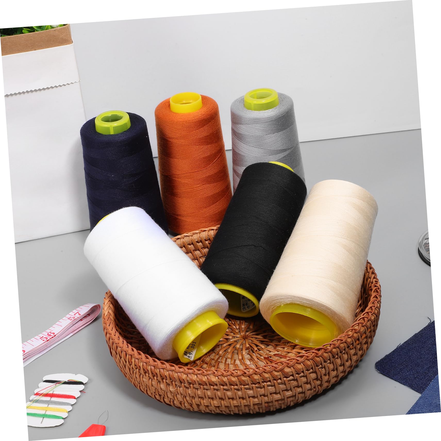 Hilos de Coser de Poliéster Surtidos para Máquina y Mano, 6 Bobinas (, Oscuro,), Resistentes Decoloración, para Bordar y Manualidades