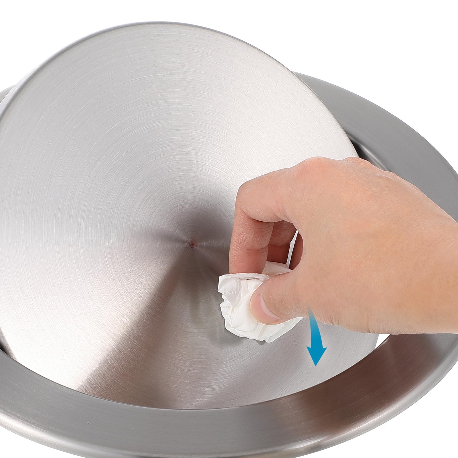 Tapa de Basura Empotrada de Acero Inoxidable 430, Diámetro 22-26 Cm, Solapa Abatible para Encimera de Cocina y Baño, Cubierta Resistente y Funcional para Cubo de Basura