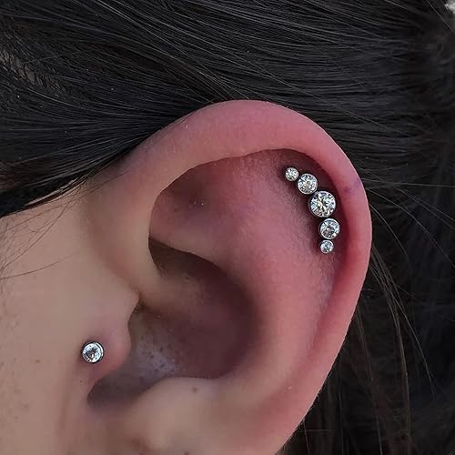Miniatura 5 de FINE4U 1 pieza de perno de espalda plana para hélice, concha 16G 0.236 in 0.315 in ASTM F136 titanio cartílago piercings joyería