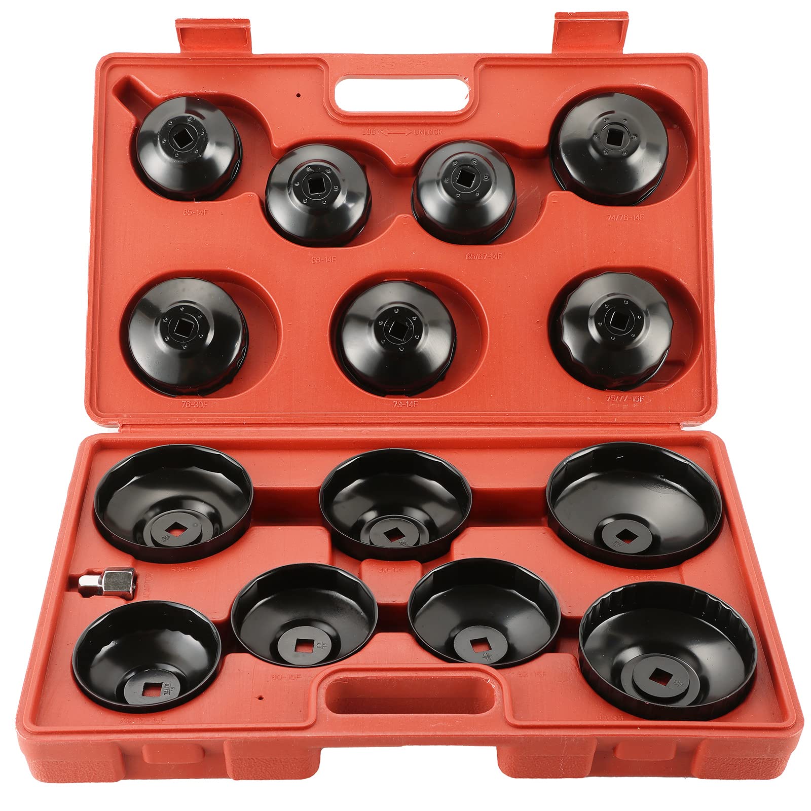 ATPEAM Kit 15 Pièces Clé Filtre à Huile Universel avec Cloche Filtre à Huile et Adaptateurs