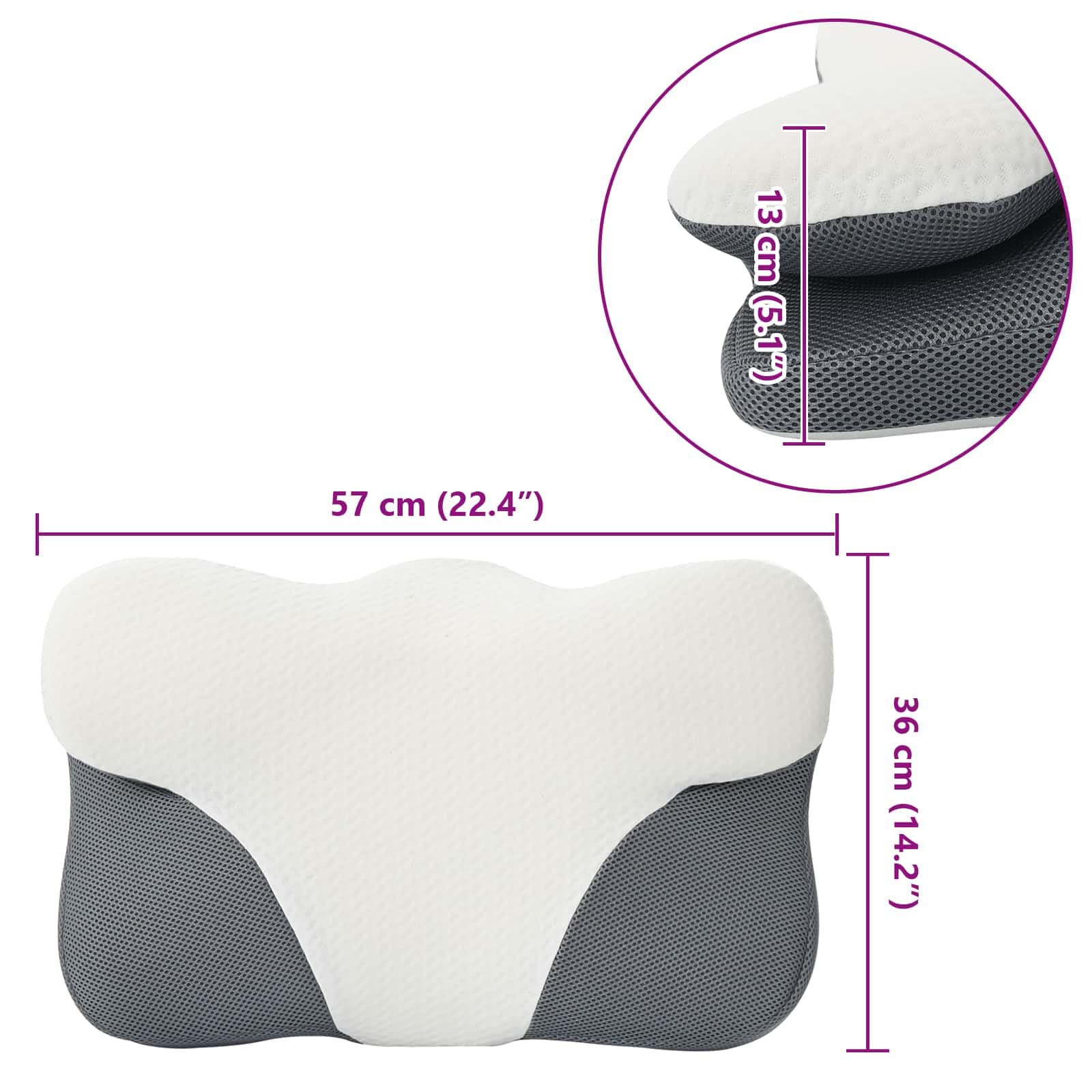 Almohada cervical blanca de espuma viscoelástica, 57 x 36 x 13 cm, almohada ergonómica con espuma viscoelástica transpirable, funda extraíble lavable para dormitorio y reposacabezas