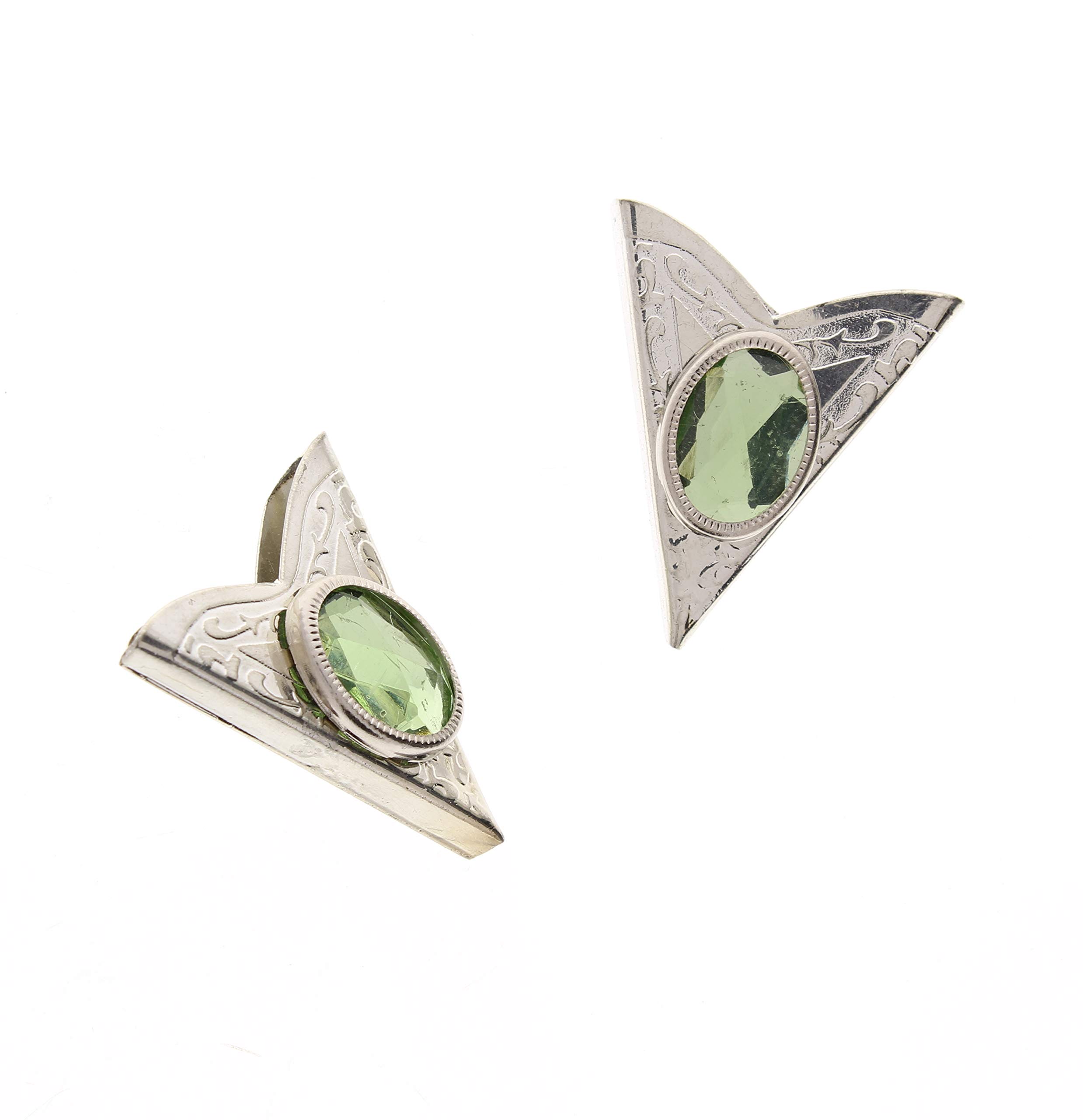HHH Design Green Acrylic Collar Tips-Western Collar Tips-Dress Shirt Collar Stays-Silver Finish-Collar Stays for Men & Women
