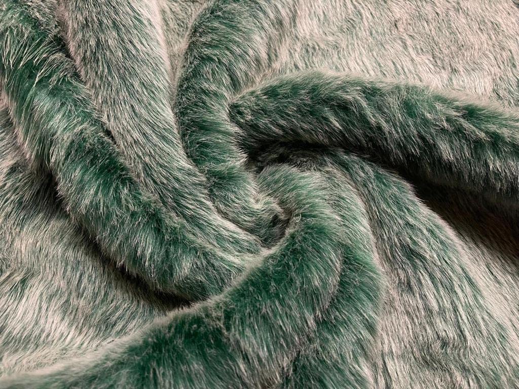 Crs Fur Fabrics Green Super Luxury Faux Fur Fabric Material - Frost - 1/4Mtr