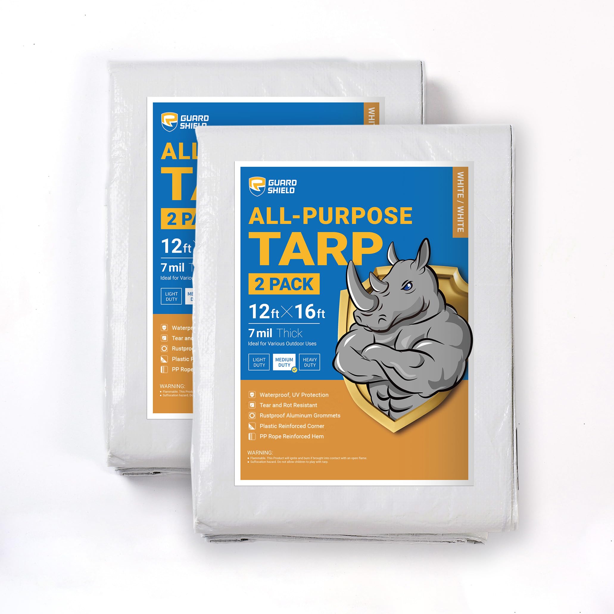 GUARD SHIELD White Tarp 10x12 Feet Medium Duty All Purpose Poly Tarps Cover 7mil — view 160