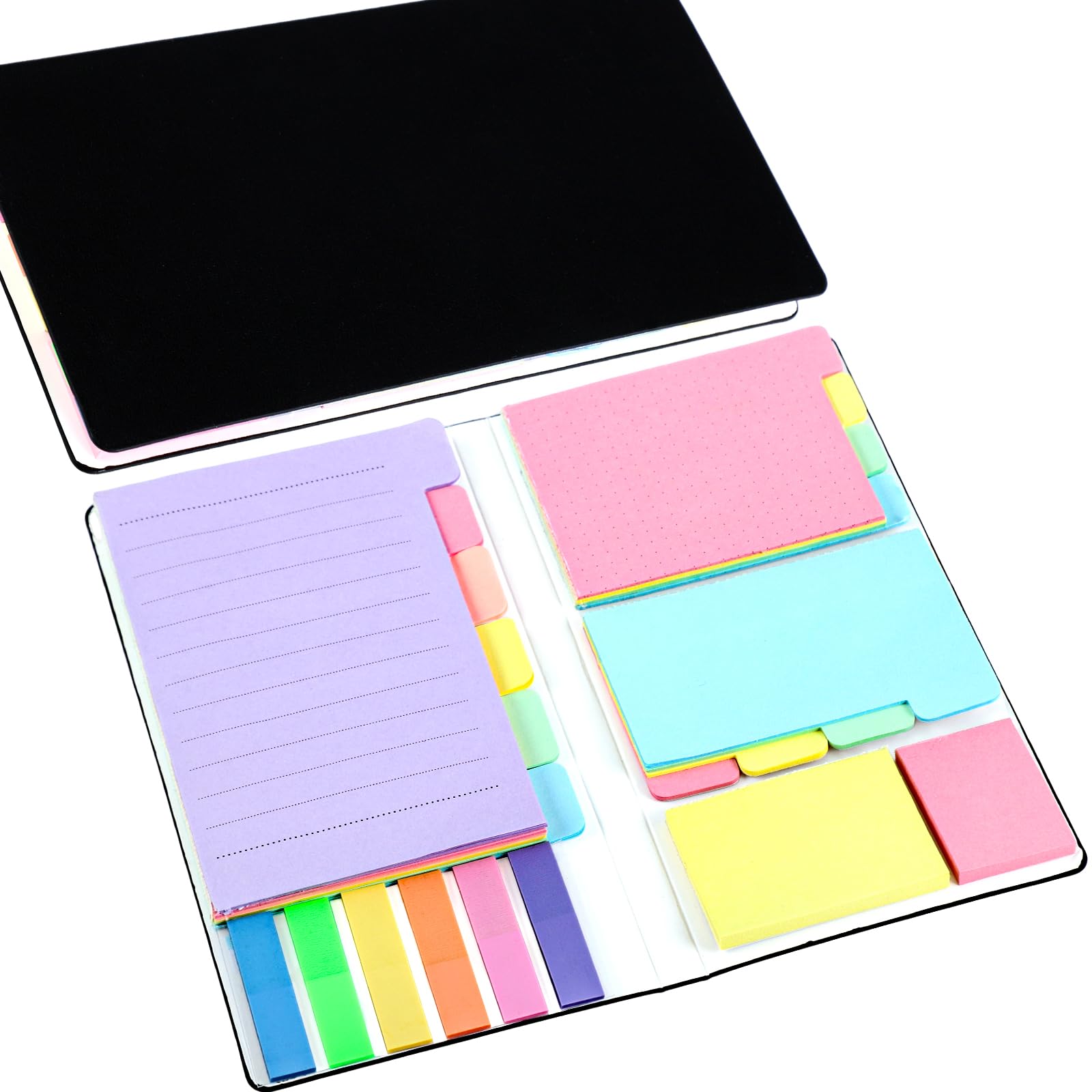 Sticky Notes Set, Multicolor 400 Pcs Adhesive Notes with PU Leather Cover, Student Essentials Index Flags Pads for Books, Folders, Index,School Office Supplies