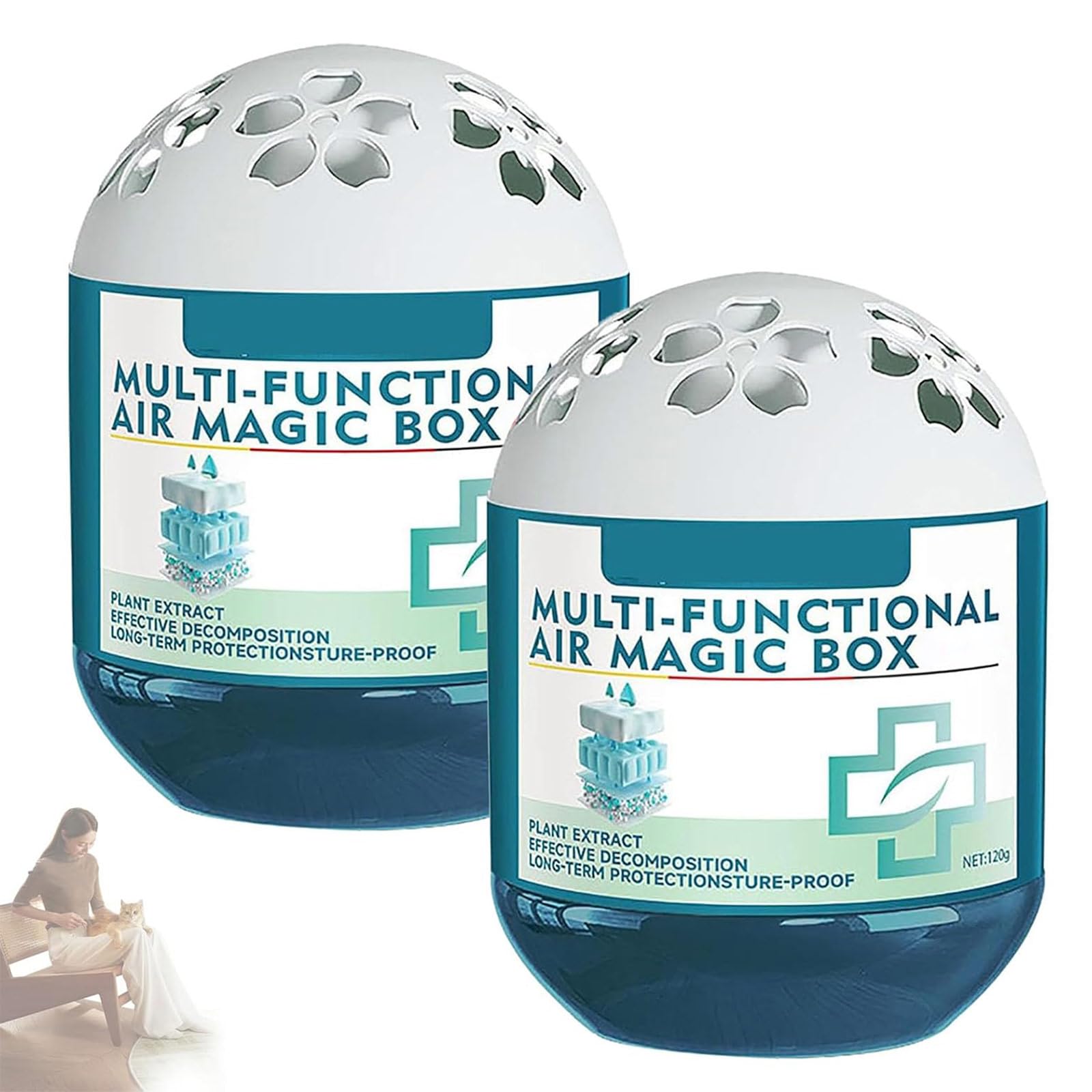 Air Purification Dust Removal Magic Box, Multi-Functional Air Magic Box Cleaner, Automatic Dust Collection Airs Purifier Magic-Box,Odor Eliminator,Long-Lasting Freshness for Pet Areas, Home (2pcs)