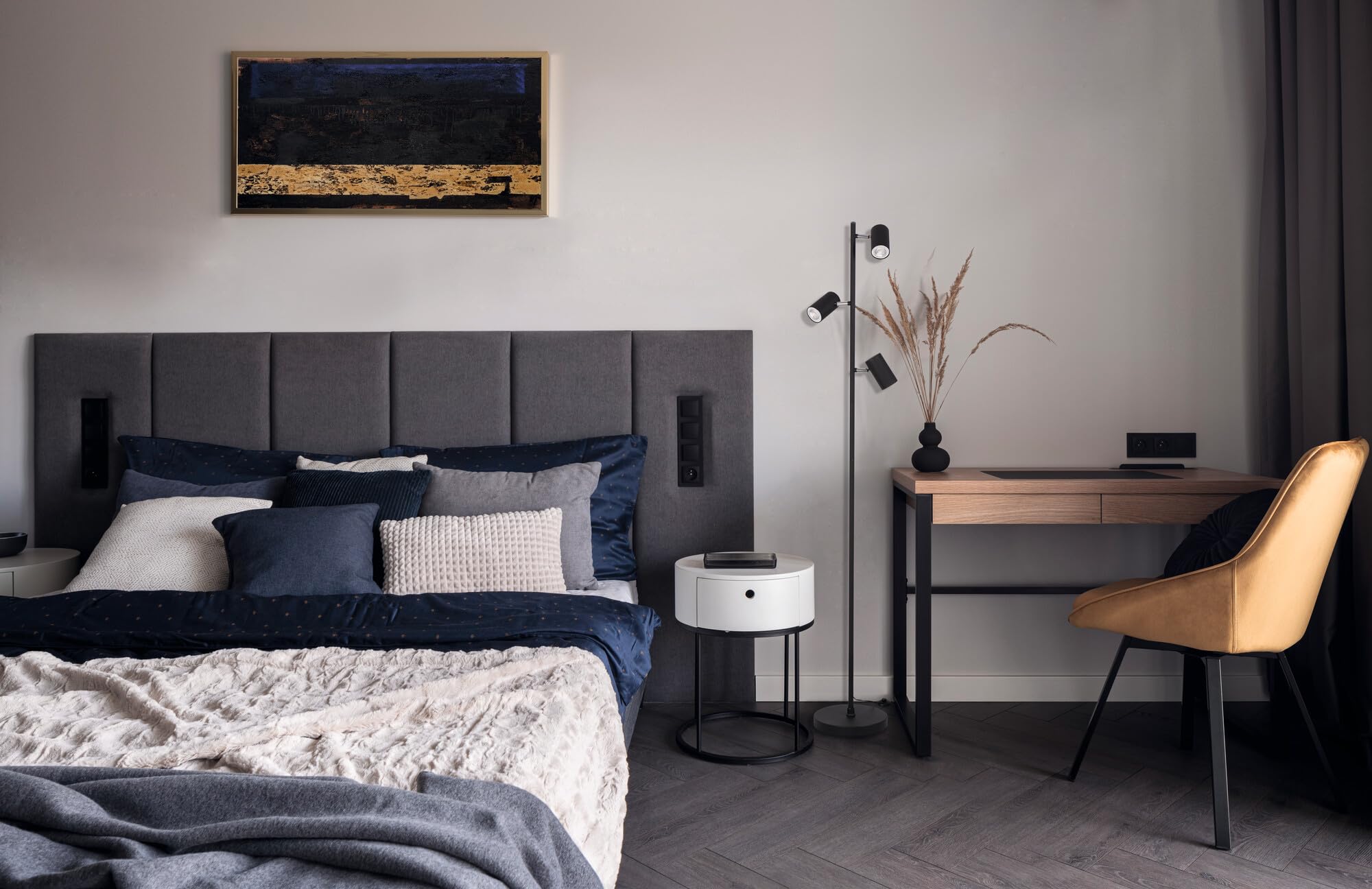 Lampadaire sur pied EVALO FL - 3 spots GU10 - Aluminium noir - Orientable
