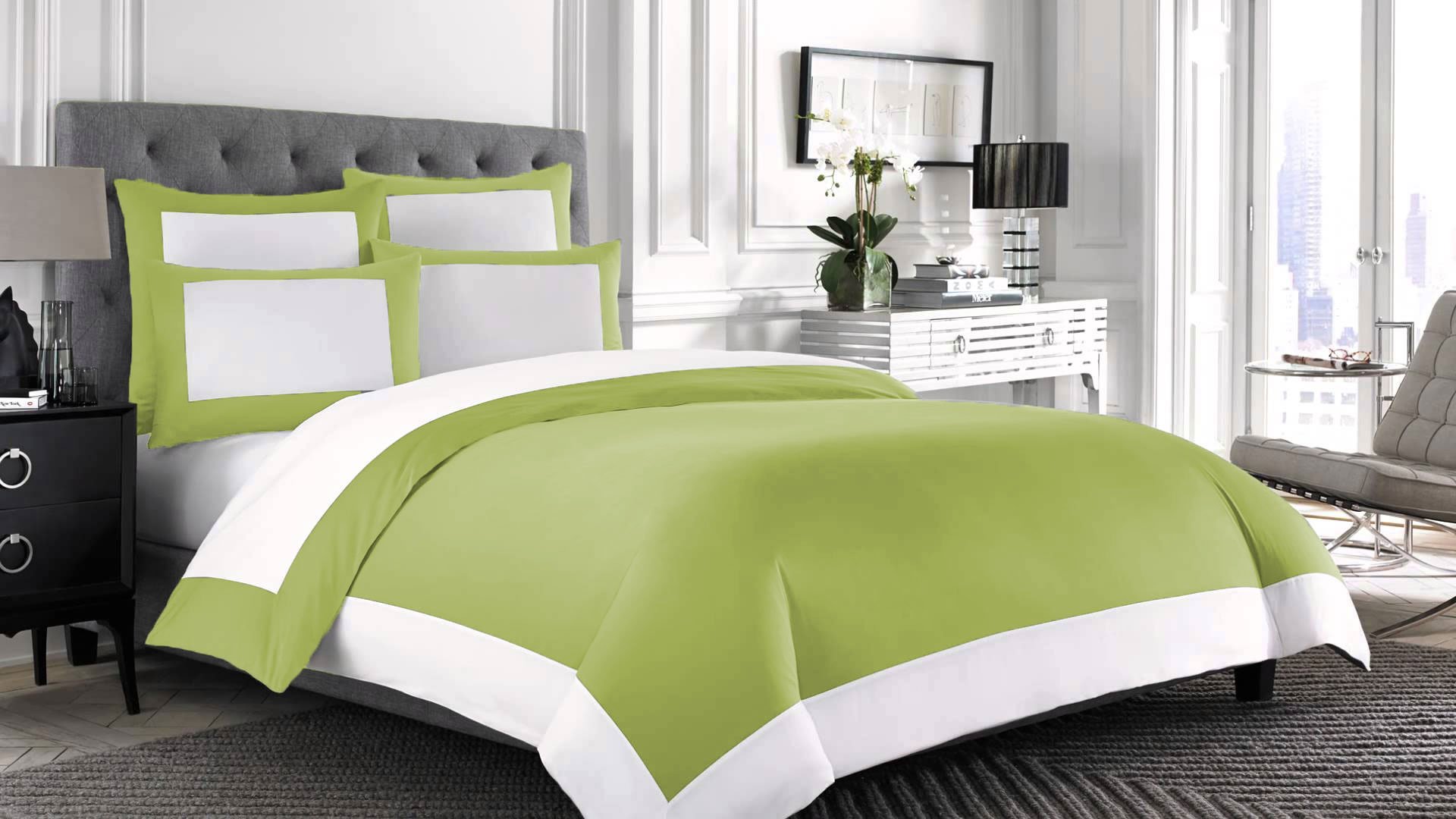 Housse de Couette Réversible Sauge et Blanc : Créez une Ambiance Spa dans votre Lit Super King