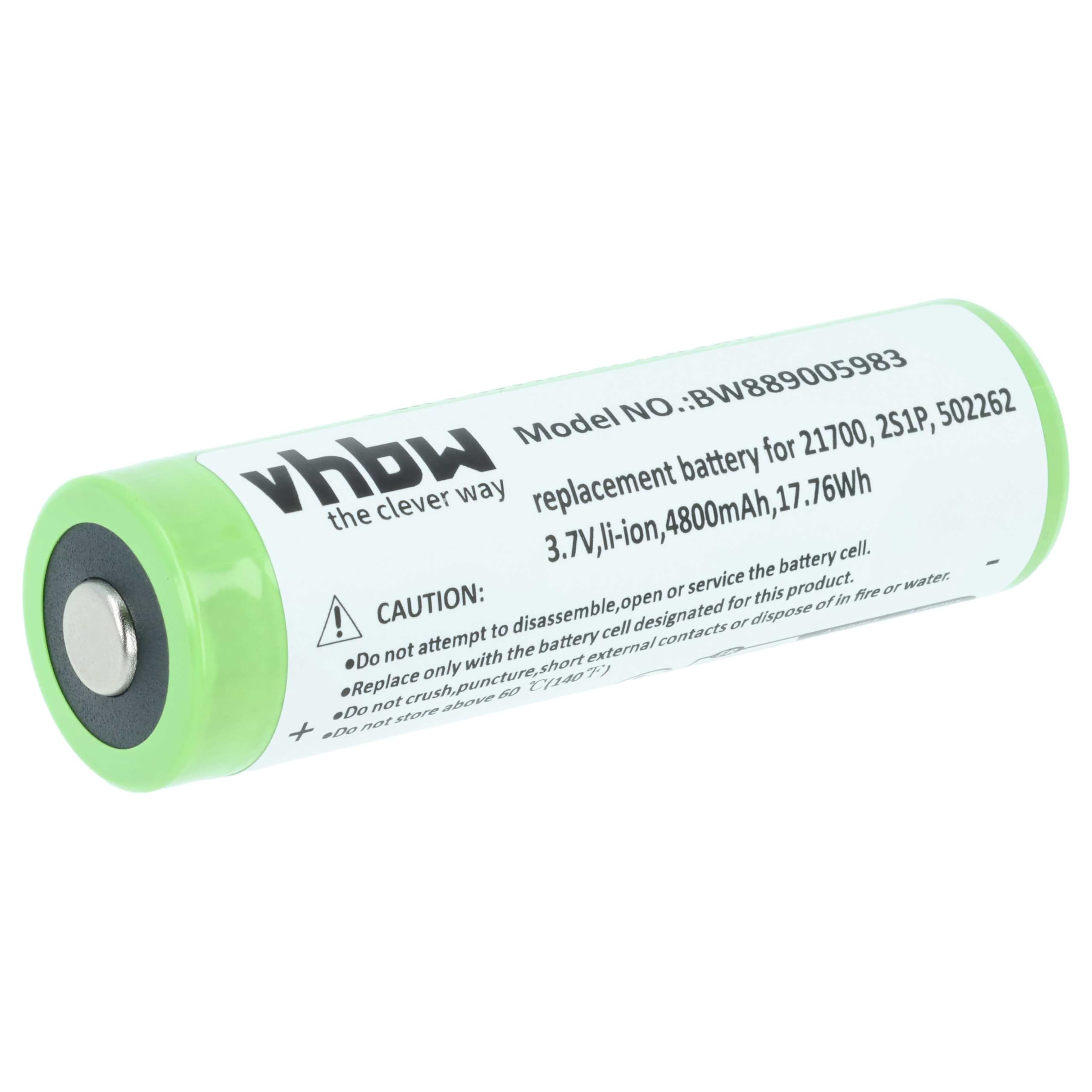 vhbw Bateria zamienna do Ledlenser 2S1P, 502262 do latarki czołowej (4800 mAh, 3,7 V, litowo-jonowa)