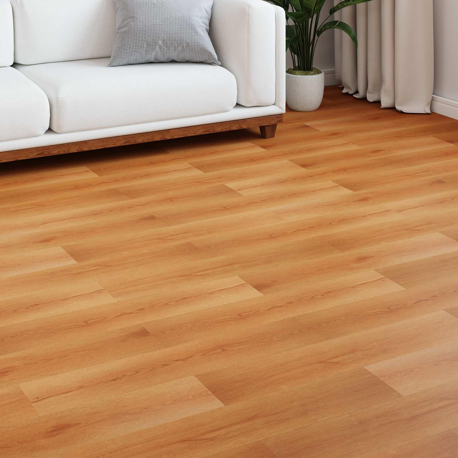 Podłoga laminowana, beżowa, materiał drewnopochodny, 15 sztuk, 101 x 20 x 0,8 cm, z systemem zatrzaskowym, do salonu, korytarza, sypialni, łatwa w pielęgnacji wykładzina podłogowa o