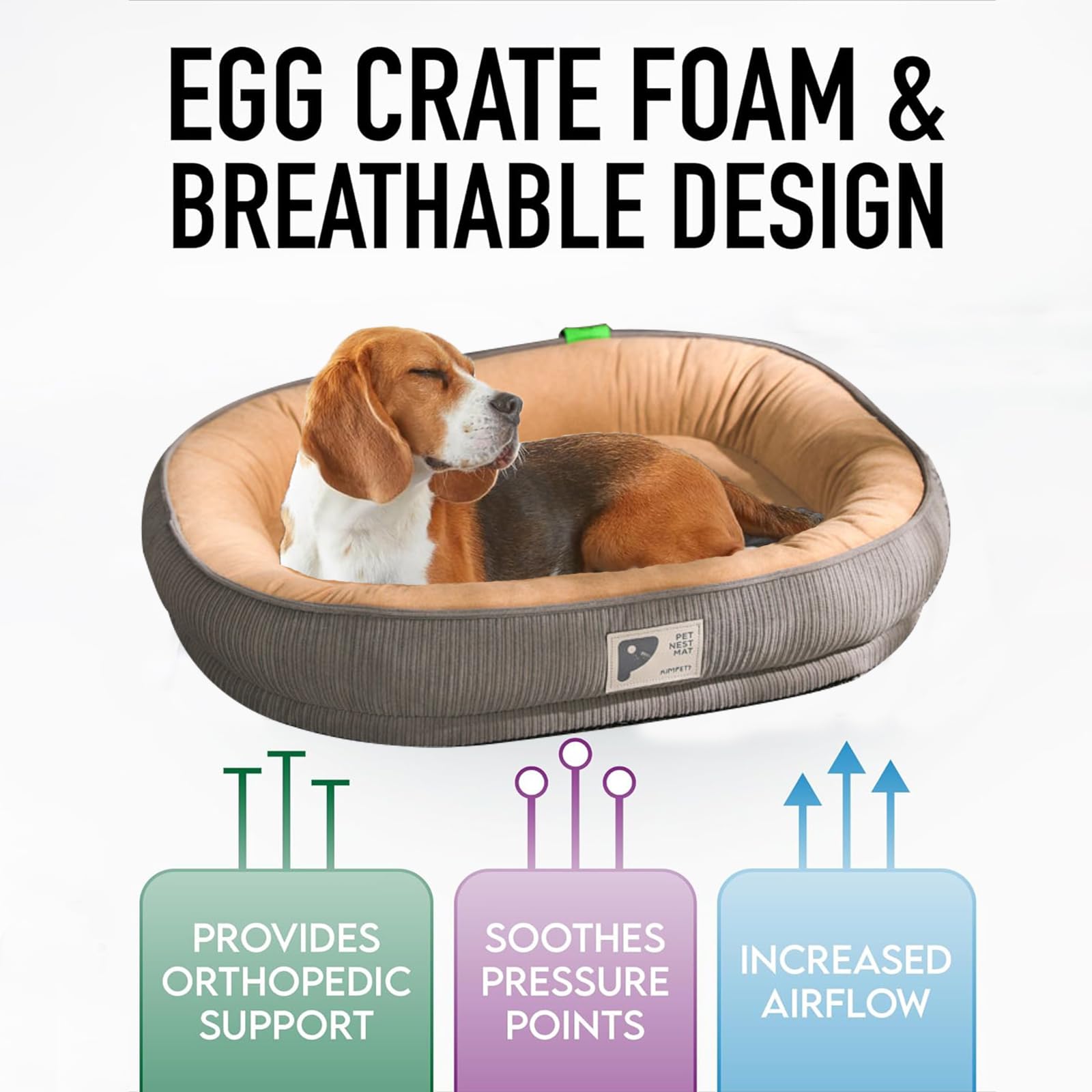 دي ام جي تيك سرير للكلاب، اريكة كلب منفوشة مع دعم من الميموري فوم وجزء سفلي مانع للانزلاق، غطاء قابل للازالة والغسل، اريكة مريحة لتقويم العظام للكلاب والقطط الصغيرة والمتوسطة والكبيرة، (مقاس L، 60 ×