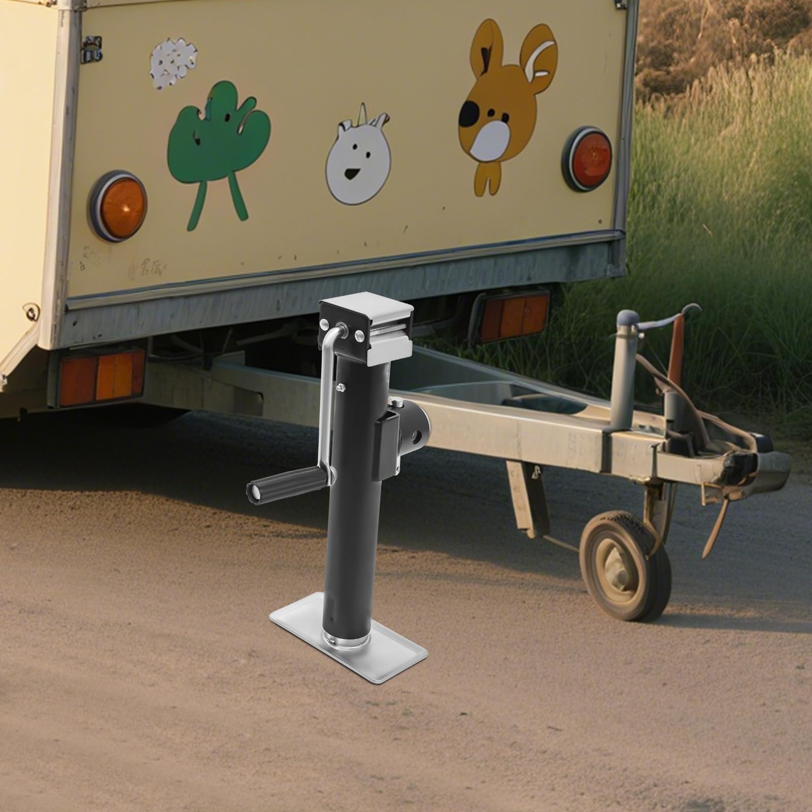 2 soportes de remolque robustos con manivela: máx. 1 T/2204,62 libras, soporte de manivela. Altura ajustable de 43 a 69 cm. Soporte de apoyo para carga pesada, ideal para coches, caravanas, yates
