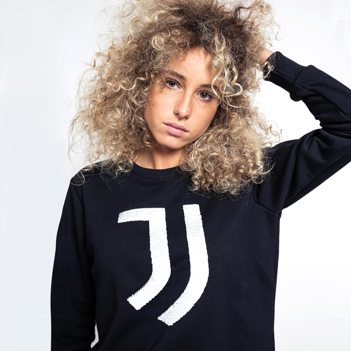 Juventus - Felpa Girocollo con Logo in Pailettes, Prodotto Ufficiale, Felpa da Donna