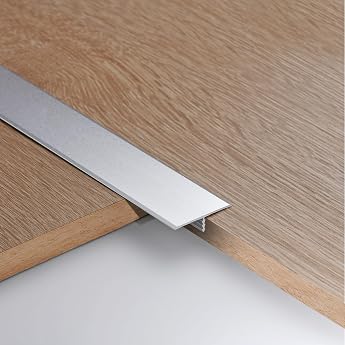 Zayejod Aluminium T-shaped strips flat floor transition strip transition profile door thresholds floor separator strips floor cover strips 3.3 cm x 0.9 m x 3 pieces silver
