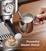 Vista 6 de Máquina de café expreso con espumador de leche, cafetera de espresso a presión de 20 bares, con tanque extraíble de 44 onzas, cafetera compacta