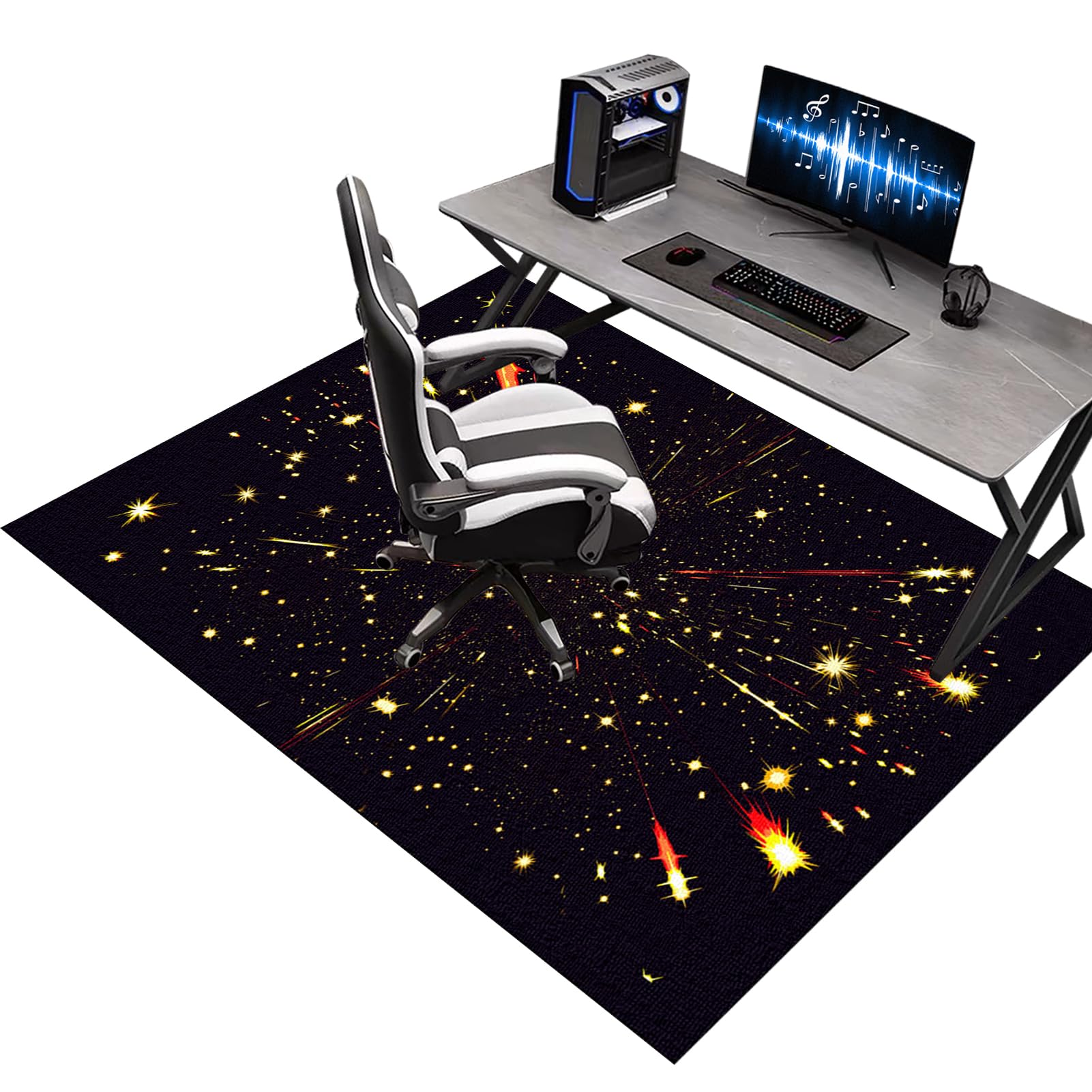 Desk Chair Protector Carpet, Gaming Chair Mat for Carpet Floor, Office Chair Mat for Carpeted Floor, Non-slip Hardwood Floor Chair Mat, Floor Protector for Rolling Chairs, Chair Underlay 90 x 140 cm