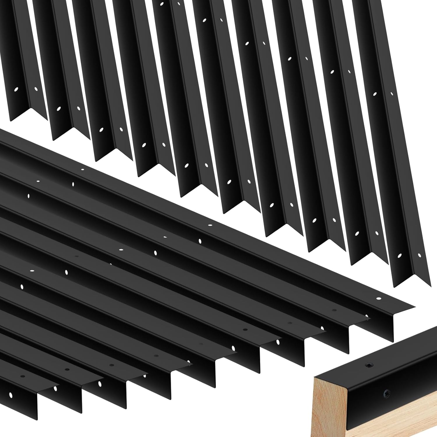 20 Pcs Heavy Duty Angle Steel Horse Stall Chew Guards/ 47.5" L x 1.5" W Durable Steel Chew Guards for Cribs/ Protectores Para Caballos/ Stops Destructive Chewing on Wood with Screws & Mounting Holes