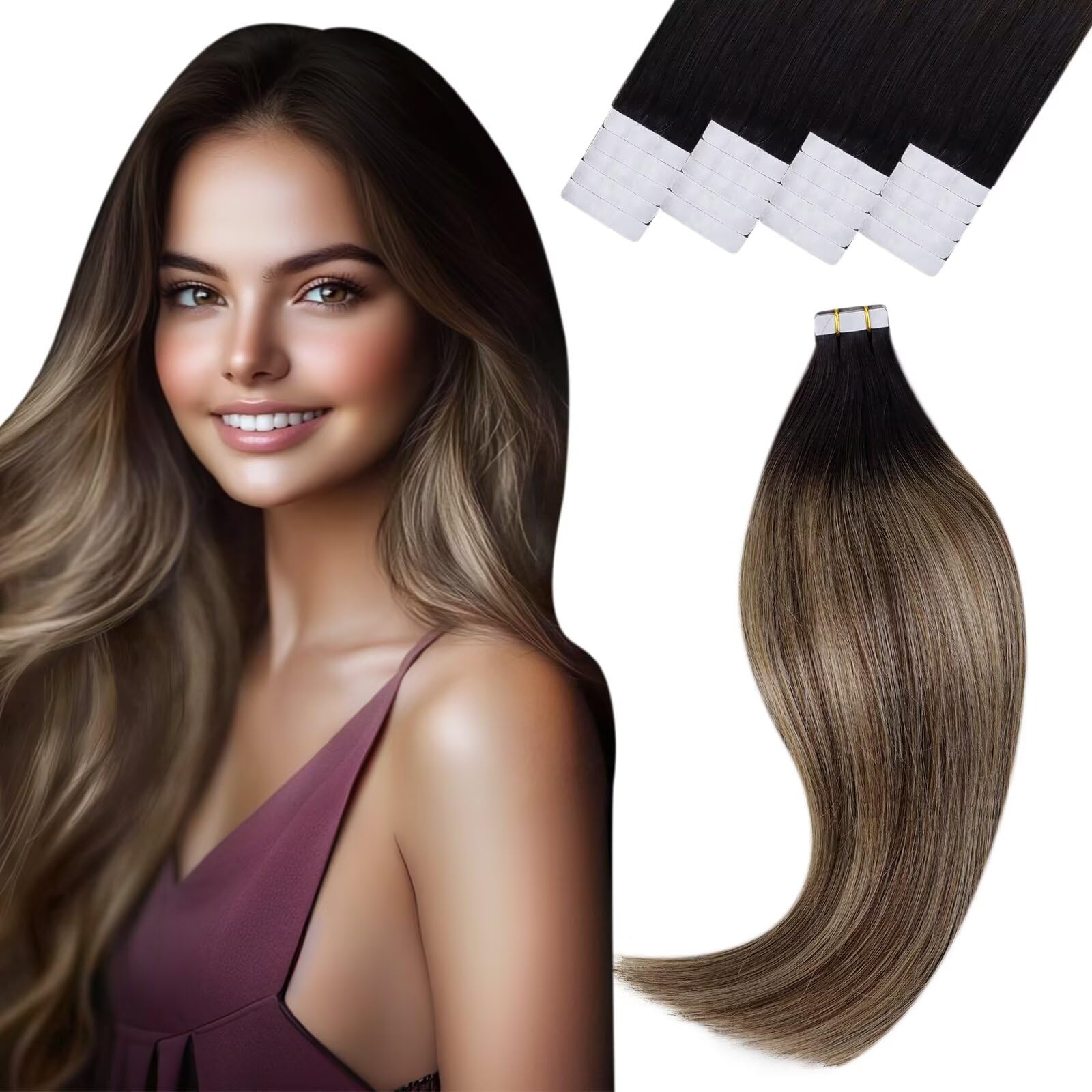 Vivien Brown Clip in Hair Extensions Darkest Brown to Light Brown Balayage Hair Extensions for Women Clip in Hair Extensions Human Hair 22 Inch 120g 7pcs #2/8/2 — view 24