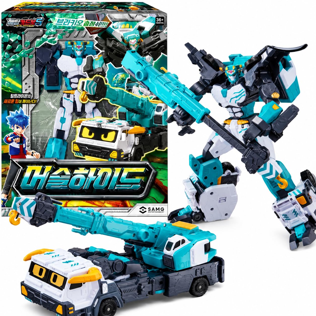 RaoNEE Metal Cardbot S MUSCLEHYDE Crane Transforming Robot Car Korean Animation 머슬하이드