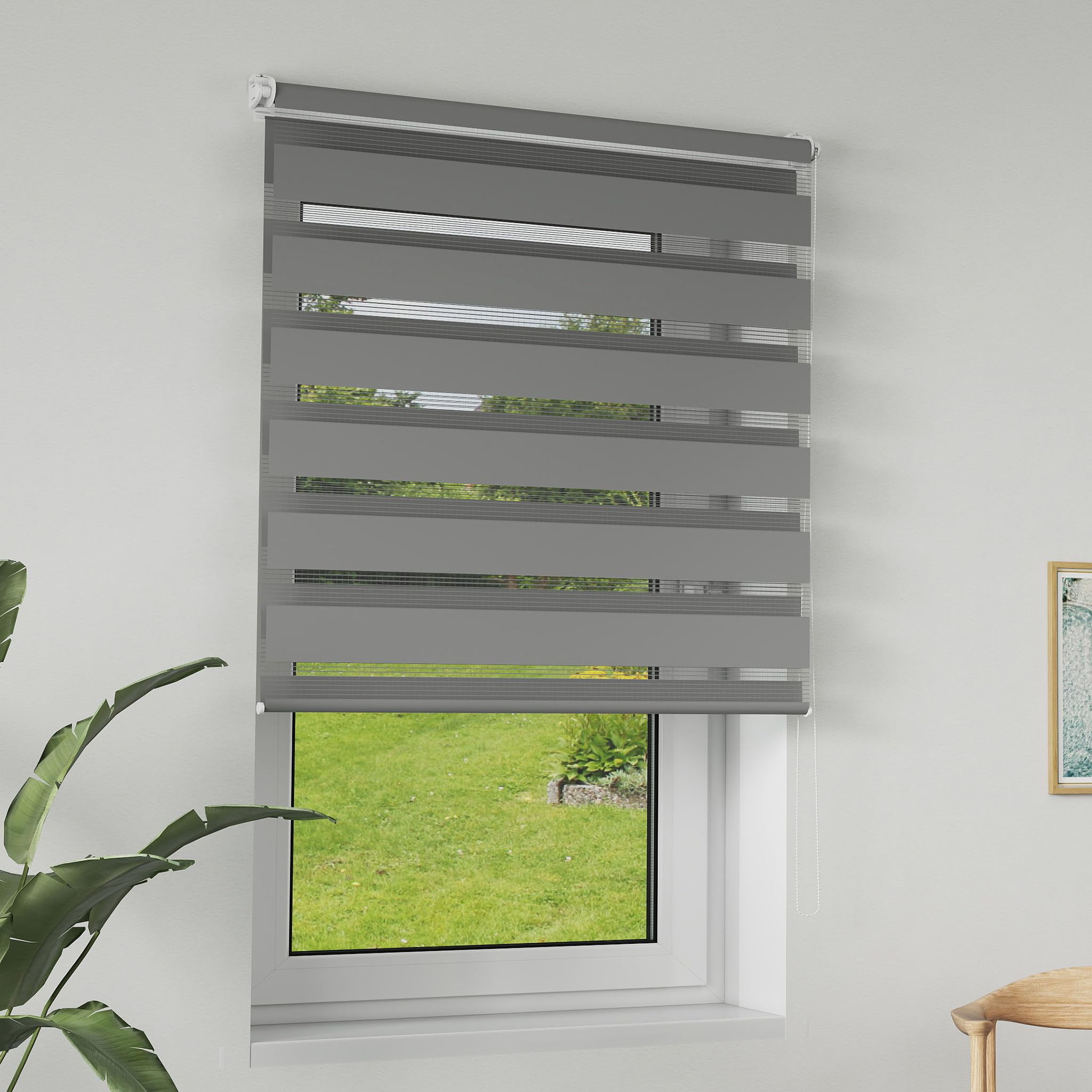 LILIIN Doppelrollo klemmfix ohne Bohren, Duo Rollo Blickdicht Zebrarollo Rollos für Fenster und Tür, Rollo Klemmrollos für Wohnzimmer Küche Büro lichtdurchlässig und Verdunkelnd