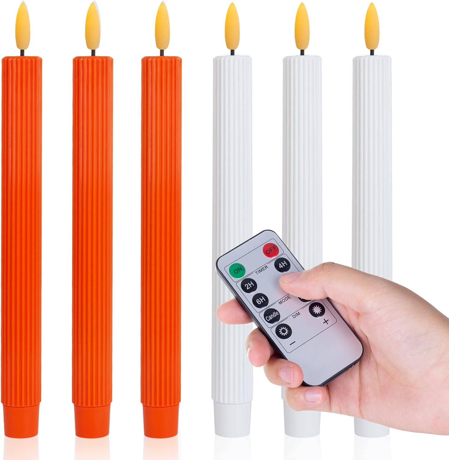BeMoment Flameless Taper Candles Flickering with Remote Timer, 9.8 Inches Real Wax